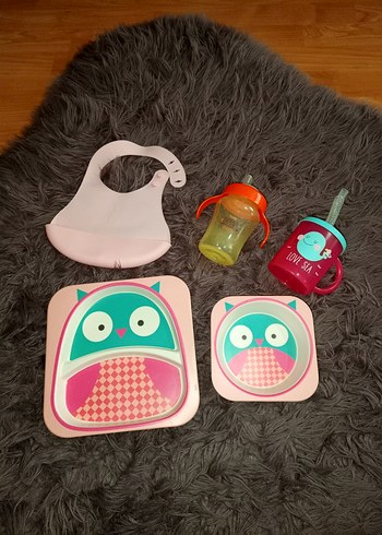 Renkli Baykuş Desenli Çocuk Yemek Seti