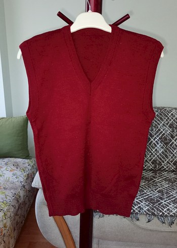 Bordo V Yakalı Örgü cocuk Süveter