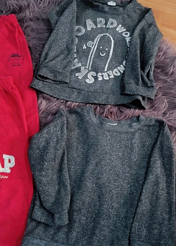 erkek Çocuk Gri Sweatshirt ve Kırmızı Eşofman Takımı - Görsel 3