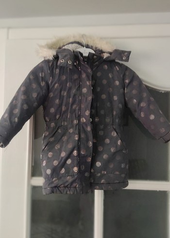 Kız Çocuk Gri Kürklü Streetwear Mont - Görsel 2