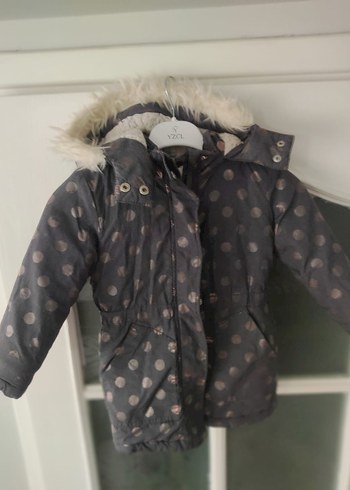 Kız Çocuk Gri Kürklü Streetwear Mont - Görsel 4