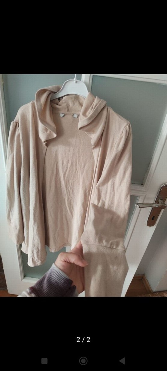 Bej Kadın Midi Hırka Yüksek Yakalı - Görsel 2