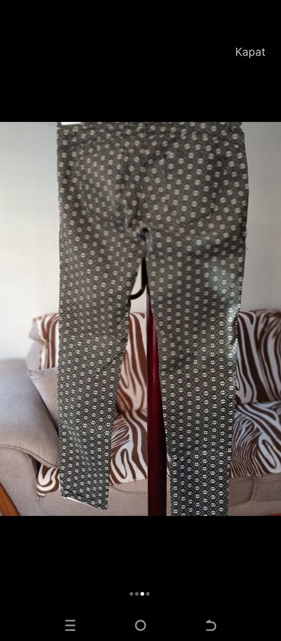Gri Desenli Bohem Kadın Pantolon - Görsel 3