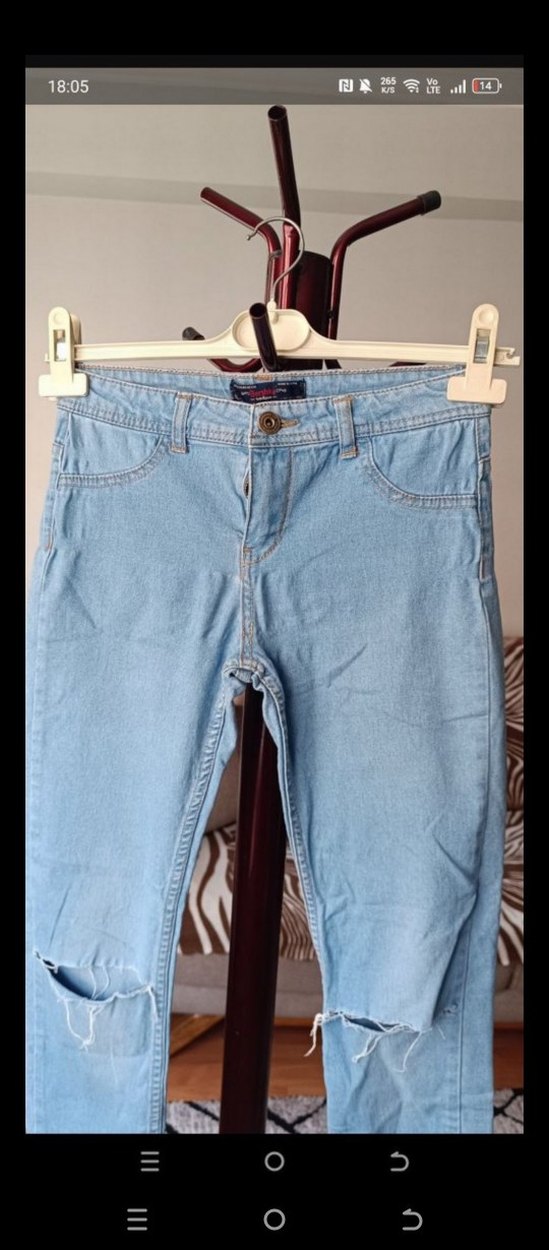 Kadın Mavi Bol Kesim Midi Kot Pantolon - Görsel 2