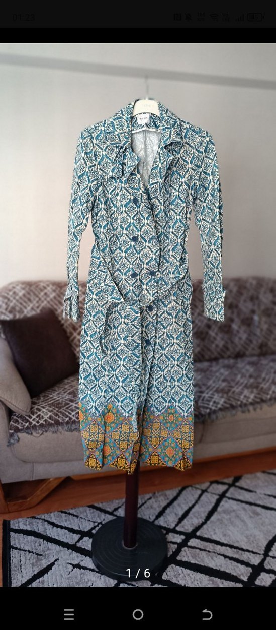 Bohem Desenli Uzun trenckot - Görsel 2