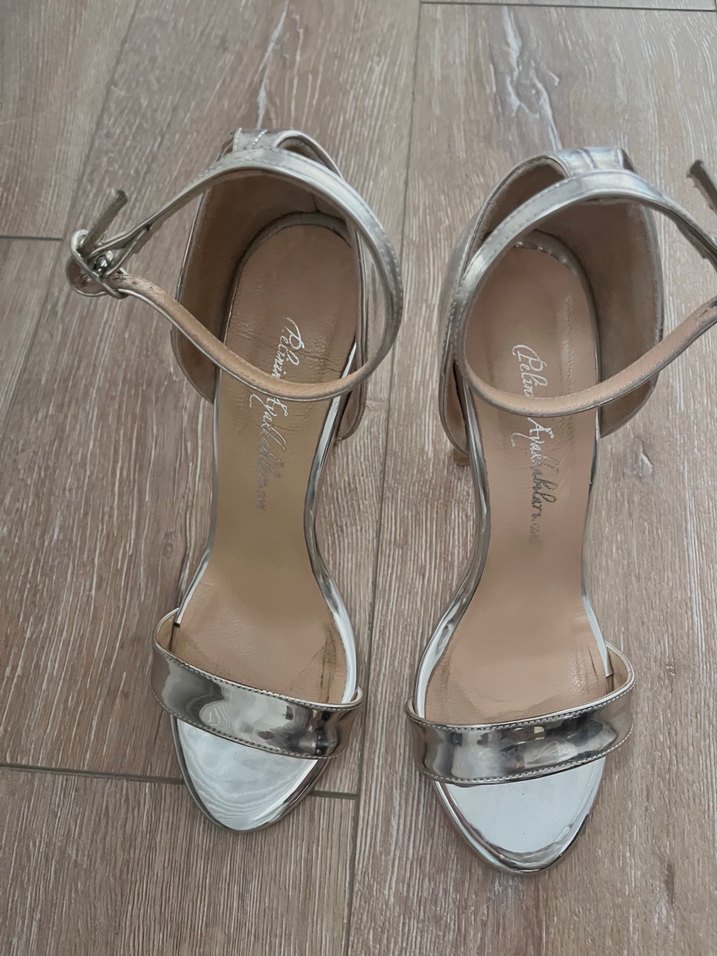 Gümüş Bilekten bağlamalı topuklu - Görsel 5