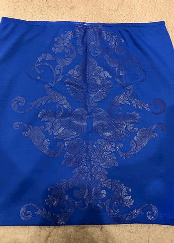 Mavi İşleme Detaylı Mini Etek - Görsel 2