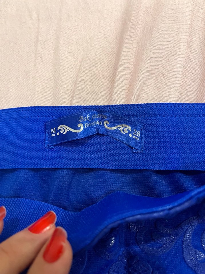 Mavi İşleme Detaylı Mini Etek - Görsel 3