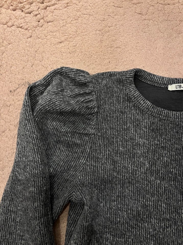 Gri Kadın Uzun Kollu Yün Kazak - Görsel 3