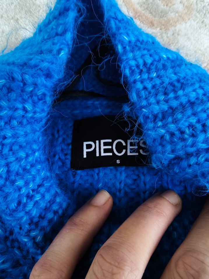 Mavi Kadın Boğazlı Örgü Kazak - Görsel 3