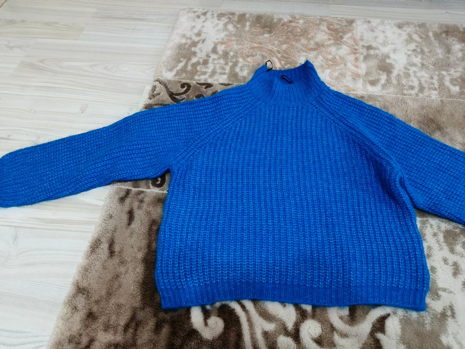 Mavi Kadın Boğazlı Örgü Kazak - Görsel 4