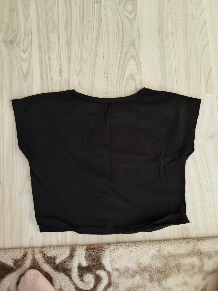 Kız Çocuk Renkli Baskılı Siyah Tişört - Görsel 2