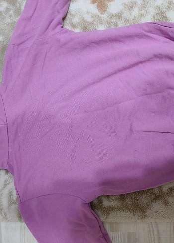 Mor Kapüşonlu Kız Sweatshirt Mickey Mouse Baskılı - Görsel 2