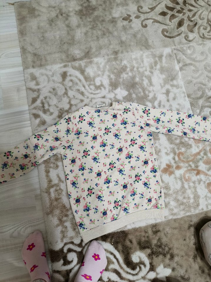 Renkli Baskılı Beyaz Kız Sweatshirt - Görsel 2