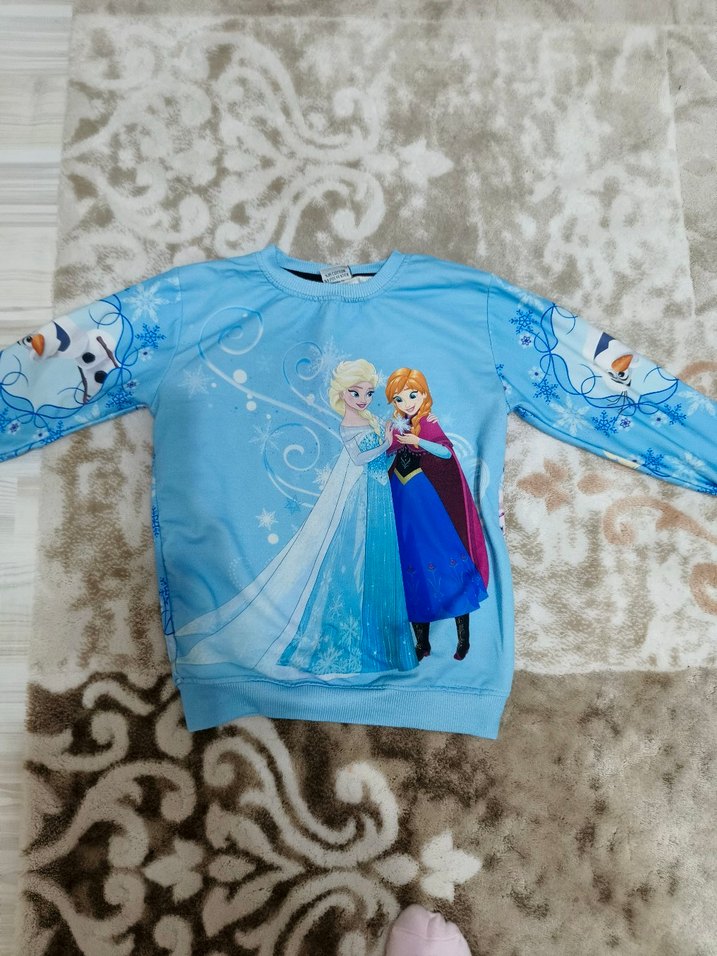 Kızlar için Renkli Baskılı Mavi Sweatshirt - Görsel 2