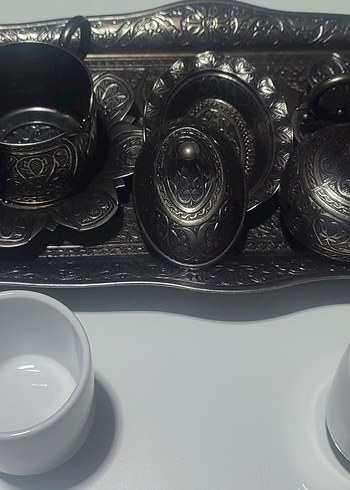 Siyah İşlemeli Kahve Fincanı Seti - Görsel 4