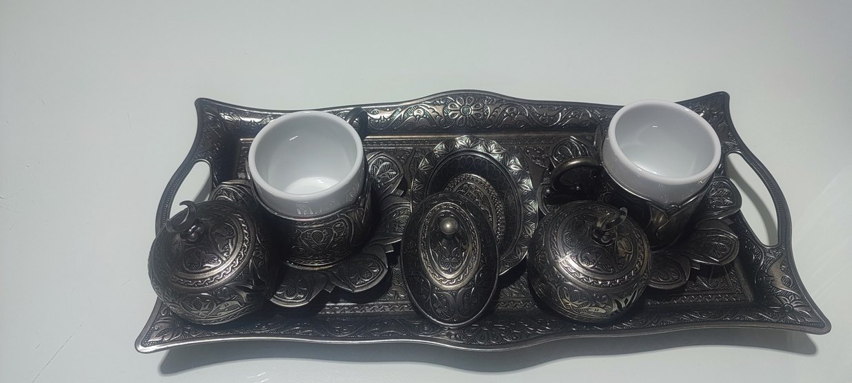 Siyah İşlemeli Kahve Fincanı Seti - Görsel 2