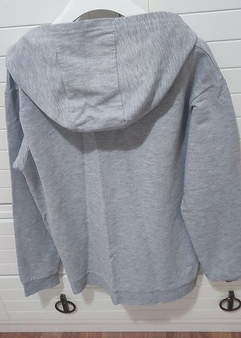 Erkek Çocuk Gri Kapüşonlu Fermuarlı Sweatshirt - Görsel 2