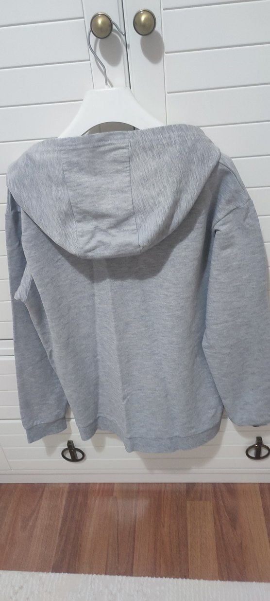 Erkek Çocuk Gri Kapüşonlu Fermuarlı Sweatshirt - Görsel 2