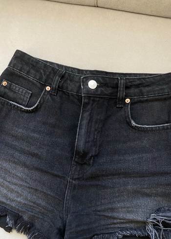 s Beden Siyah Salaş Mini Denim Şort