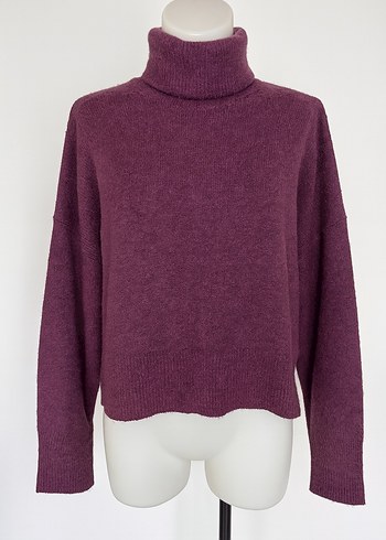 Mor Boğazlı Oversize Kazak 