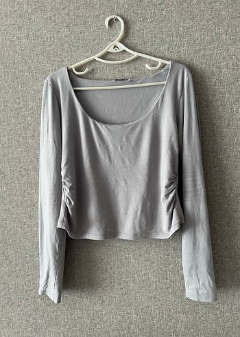 l Beden GRİ CROP BLUZ