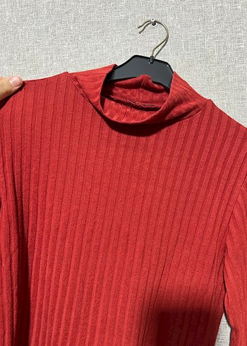 l Beden kırmızı Renk TOPSHOP Kiremit Fitilli Boğazlı Bluz