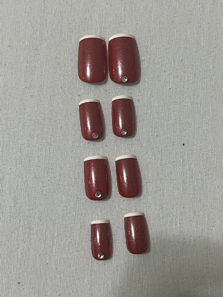  Bordo Taşlı Takma Tırnak (8 Adet) - Görsel 2