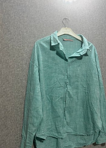 Diğer Yeşil Oversize Uzun Kollu Gömlek