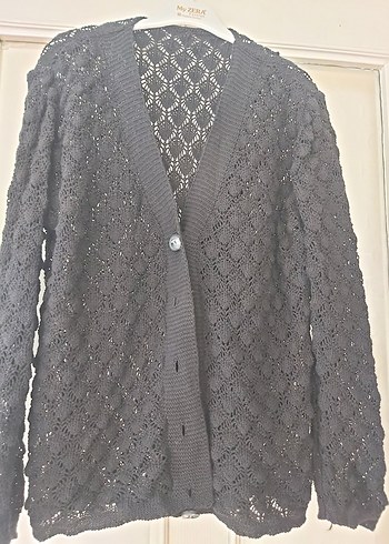 Siyah Örgü Uzun Kollu Kadın Hırka - Görsel 4