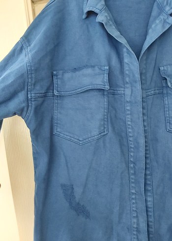 Mavi Düğmeli Kadın Denim Ceket - Görsel 6
