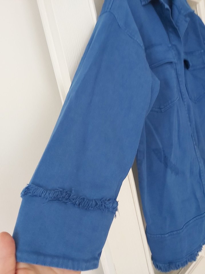 Mavi Düğmeli Kadın Denim Ceket - Görsel 2