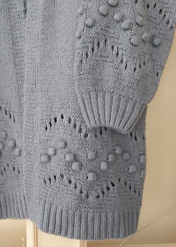 Gri Uzun Örgü Kadın Hırka - Görsel 5