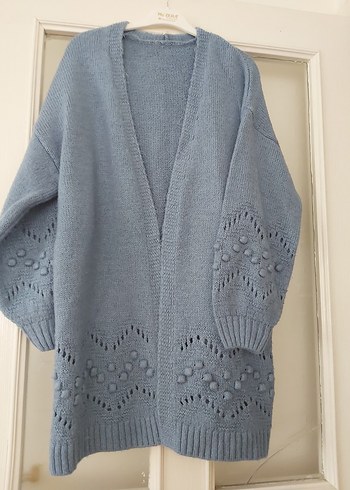 Gri Uzun Örgü Kadın Hırka - Görsel 4