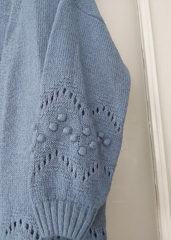 Gri Uzun Örgü Kadın Hırka - Görsel 3