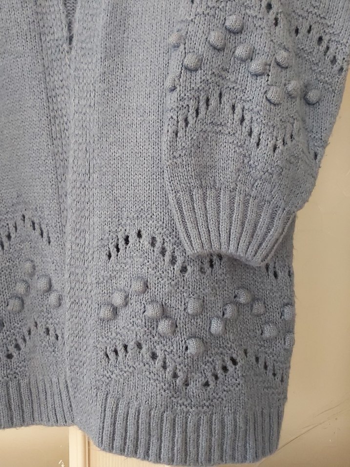 Gri Uzun Örgü Kadın Hırka - Görsel 2