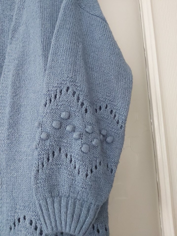 Gri Uzun Örgü Kadın Hırka - Görsel 3