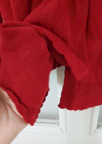 Düğmeli Kırmızı Midi Kadın Hırka - Görsel 4