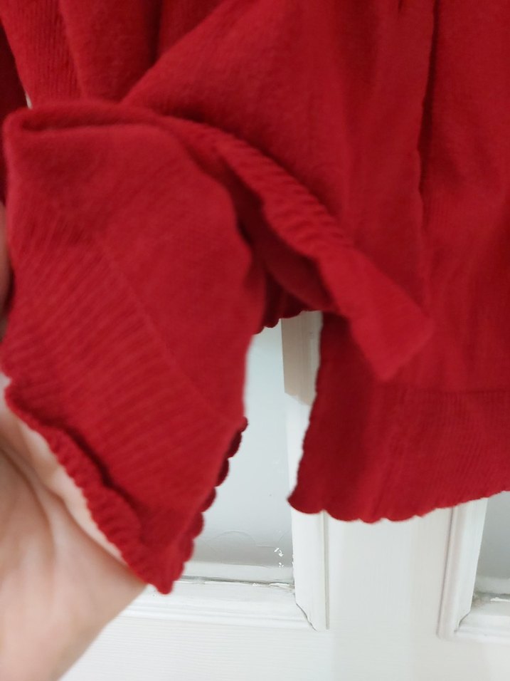 Düğmeli Kırmızı Midi Kadın Hırka - Görsel 4