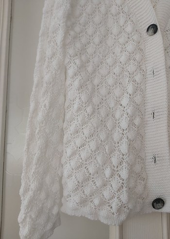 Bohem Tarz Beyaz Örgü Kadın Hırka - Görsel 2