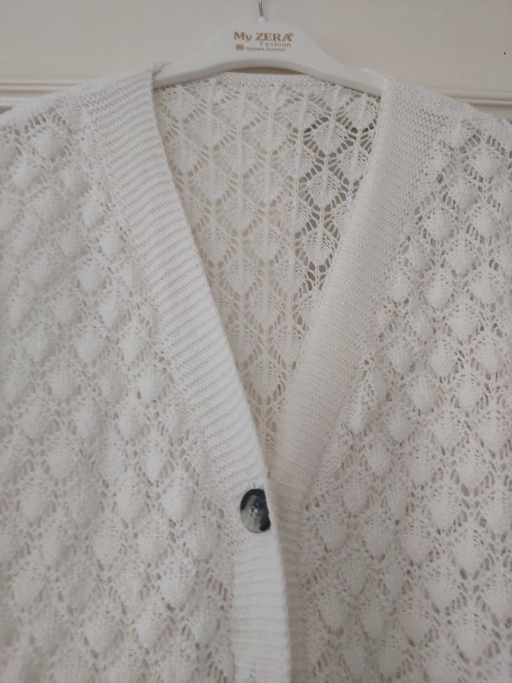 Bohem Tarz Beyaz Örgü Kadın Hırka - Görsel 3