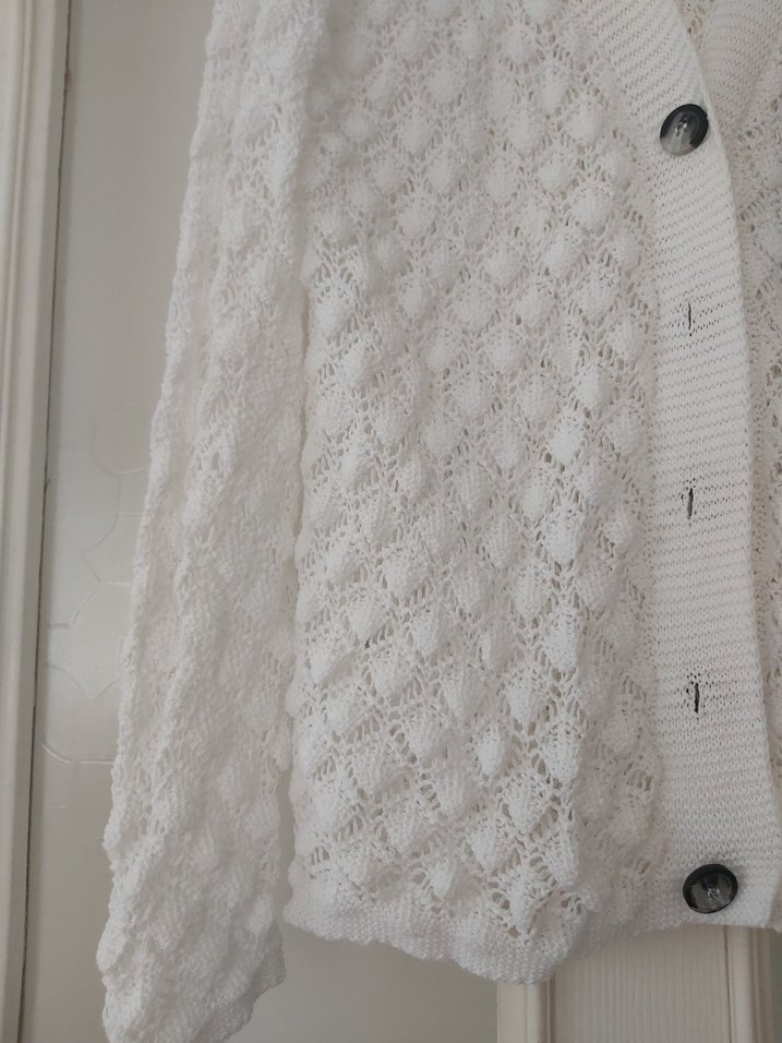 Bohem Tarz Beyaz Örgü Kadın Hırka - Görsel 2