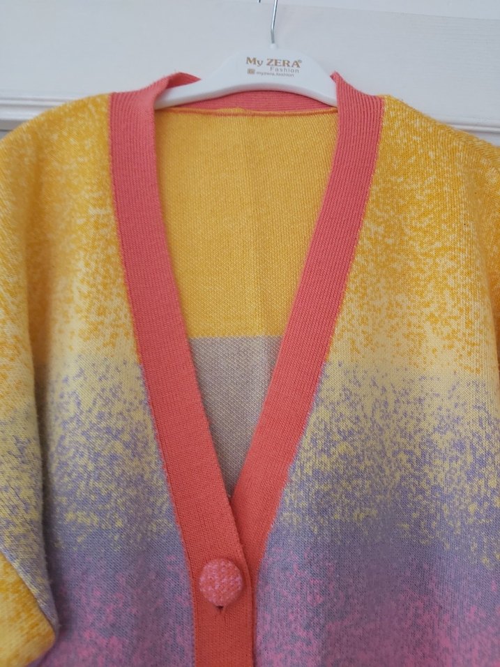 Kadın Çok Renkli Bağlamalı Örgü Hırka - Görsel 4