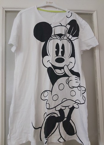 Pamuklu Baskılı Beyaz tişört uzun boyu - Görsel 3