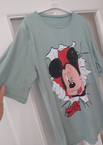 Turkuaz Mickey Mouse Baskılı Tişörtü - Görsel 2