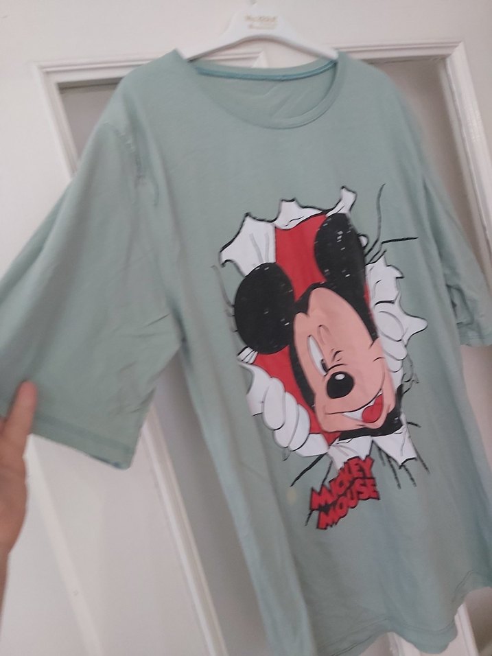 Turkuaz Mickey Mouse Baskılı Tişörtü - Görsel 2