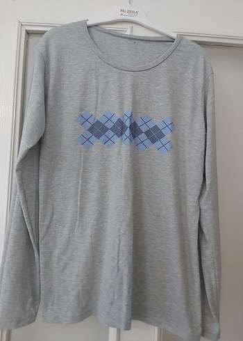 Gri Uzun Kollu  Tişört - Görsel 3