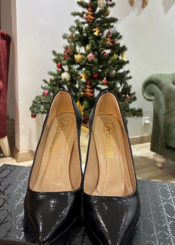 Siyah Rugan Yılan Desenli Stiletto - Görsel 3