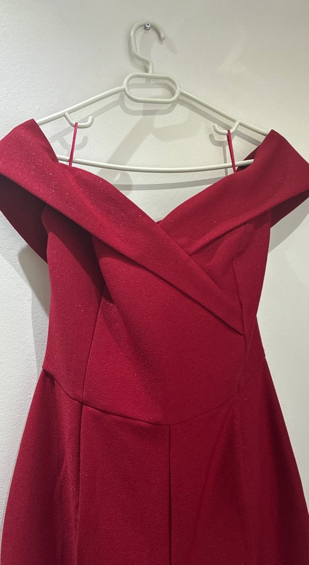 Bordo V Yaka Drapeli Uzun Kadın Tulum - Görsel 2