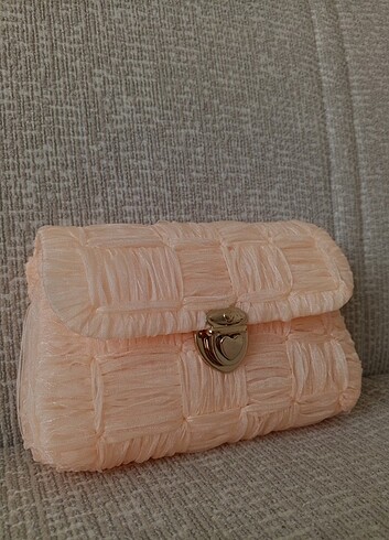 Toz pembe clutch çanta 